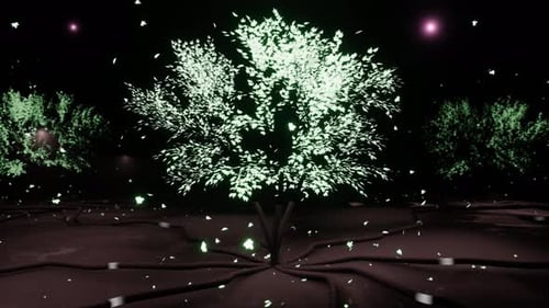 Herbstblatt, Herbst-Animation, abstrakte grüne, fallende Herbstblätter, Baum des Lebens, animiertes Symbol für