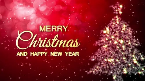 Festive Christmas and New Year Greeting with Glowing Tree and Bokeh
