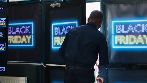 Security Officer Gives Access in Store