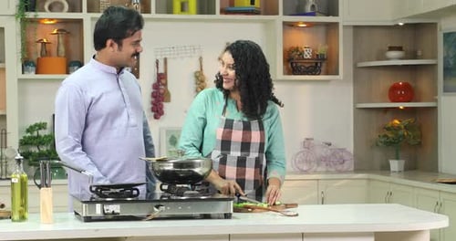 Friends Cooking Together in Bright Home Kitchen