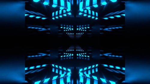 Blue Endless Corridor With Abstract Glow Lamps Background Vj Loop In 4K