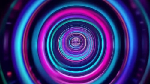 Abstract Neon Concentric Circles Tunnel Motion Loop