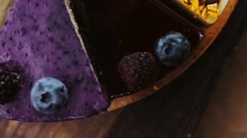Rotating Cake Stand Displaying Triangular Cake Slices