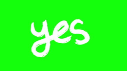 Wiggly Hand Drawn Yes Text Green Screen