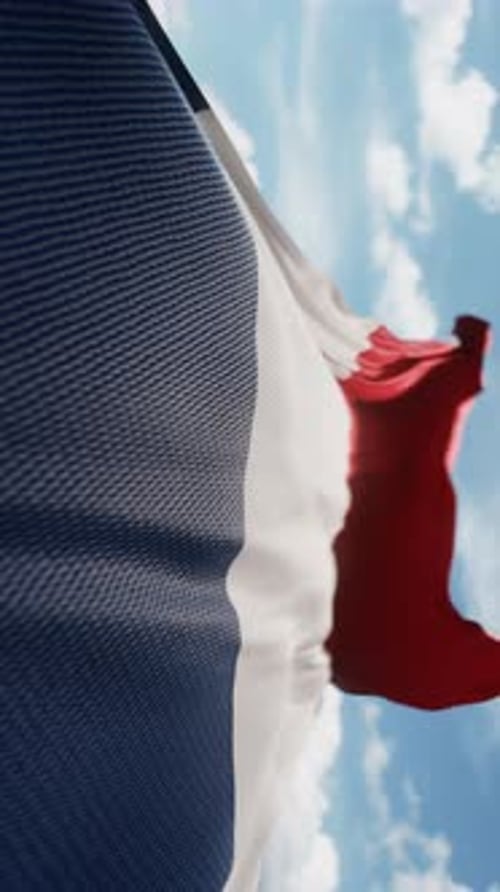 Vertical French Flag Waving Animation