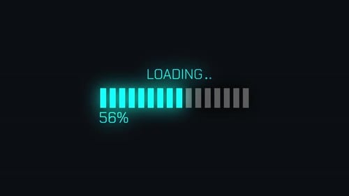 Futuristic Cyan HUD Loading Bar Progress 0 to 100