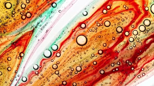 Abstract Liquid Art with Bubbles in Motion
