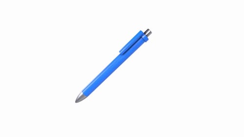 Blue Pencil rotation in loop on white background