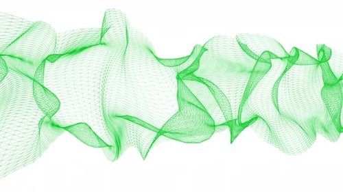 Green Color Line Wave Motion White Background