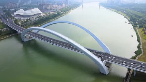 Beautiful Landmark Nanning Bridge Aerial View