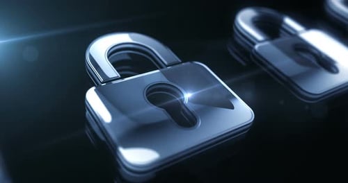 Concept de boucle à symboles métalliques pour la cybersécurité et la protection informatique numérique