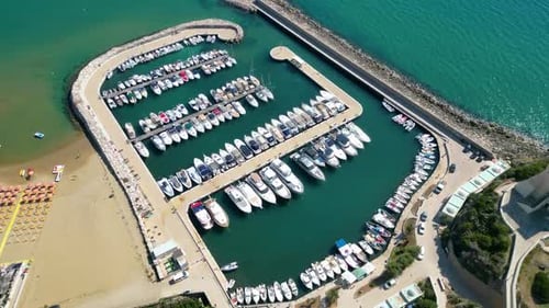 Bay with boats near Torre Truglia tower in Sperlonga