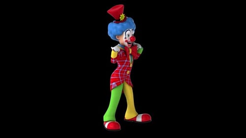 Lustiger 3D-Cartoon-Clown (mit Alphakanal)