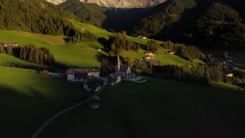 Santa Maddalena St. Magdalena Church in Val di Funes and Odle Mountains, Italian Dolomites