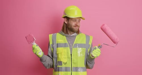 Hesitant Painter Doing Home Renovation