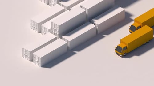 Minimalist 3D Isometric Animation of Logistics and Transport