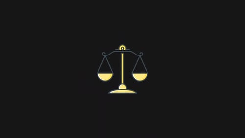 Animated Justice Balance Scale Flat Design Icon