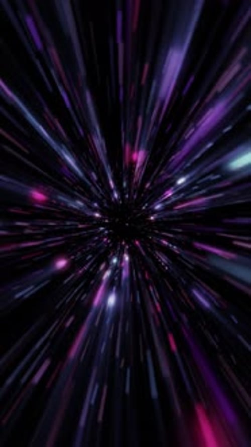Colorful Hyperspace Warp Speed Light Streaks Vertical Background