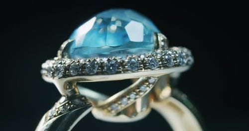 Milan/Italy-01.02.2019:Slow motion macro close up of precious white gold jewelry ring with high qu