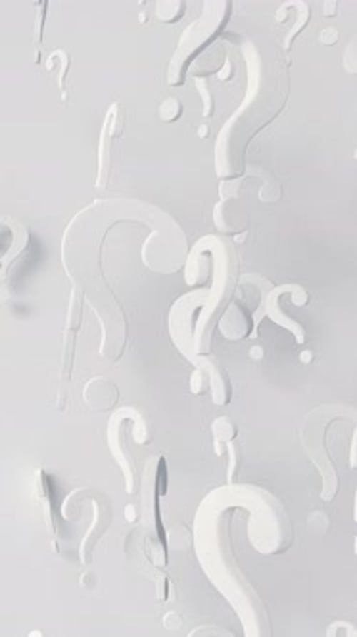 Loop de ponto de interrogação branco giratório Animação geométrica abstrata Render Loop Vídeo vertical