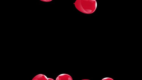 Glossy Red and Colorful Balloons Floating Upwards Celebration Background