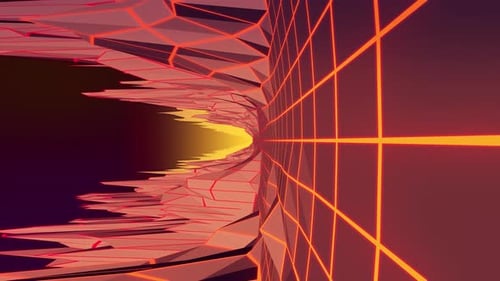 Futuristic Geometric Neon Tunnel Digital Journey Background