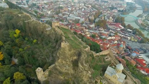 Fortress of Narikala Overlooks Tbilisi Georgia Topview