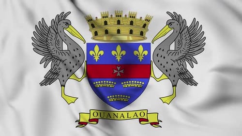 Animated Saint Barthélemy Coat of Arms on Waving Flag