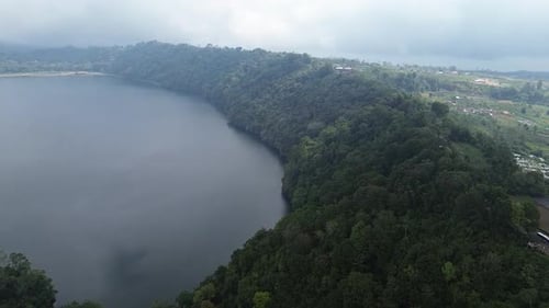 Drone video of the lake Buyan in Bali.