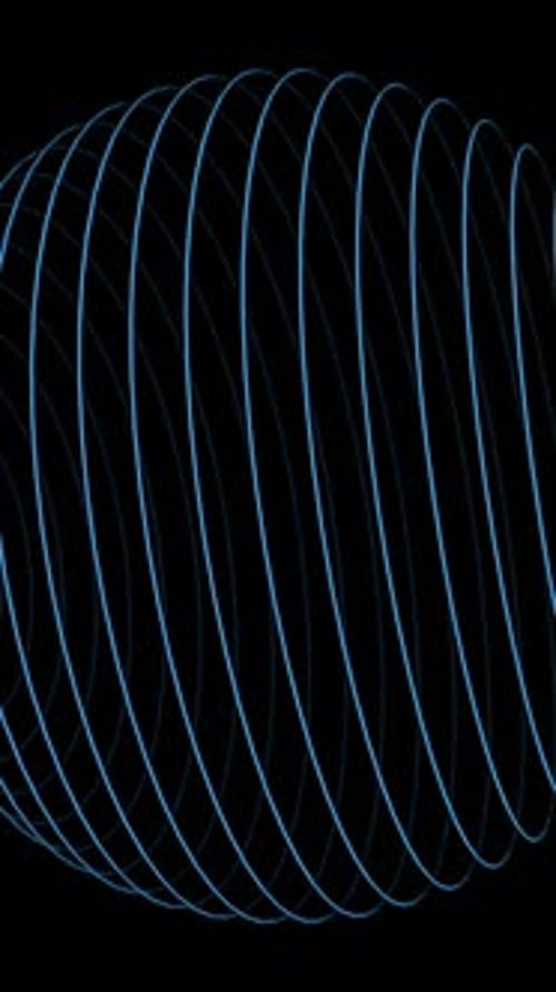 Blue Curved Lines on a Black Sphere A Stunning Abstract Design That Captivates the Eye