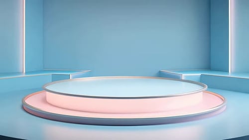 podium Futuristic showcase with platform for product displaying. Empty modern stage display