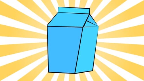 Cartoon Milk Carton Box Rotating with Radial Background