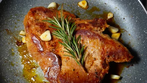 Delicious Pork Steak with Rosemary and Garlic