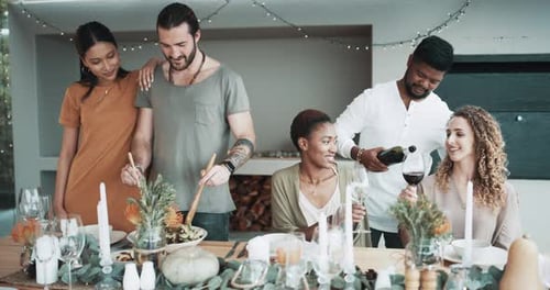 Friends Enjoying Dinner Together