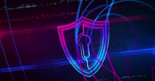 Shield cyber security symbol loop seamlees tunnel