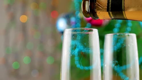 Champagne Pouring into Glass on Holiday
