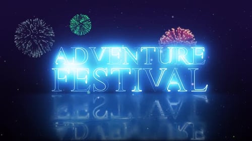 Festive Neon Title Reveal with Exploding Fireworks