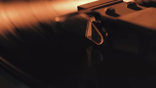 Close Up of Record Player Playing Music