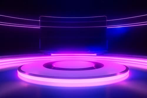 podium Futuristic showcase with platform for product displaying. Empty modern stage display