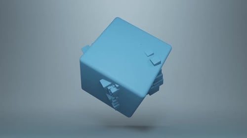 3D Blue Cube Rotation Loop