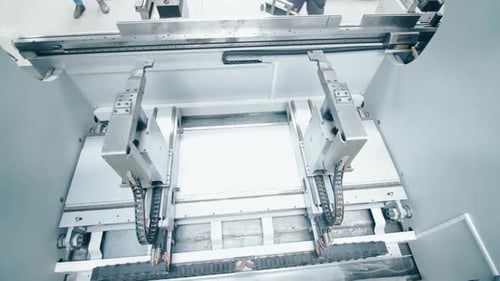 Robotic Machine in Factory. Automated Production Line. Modern Industrial Equipment for Metalworking