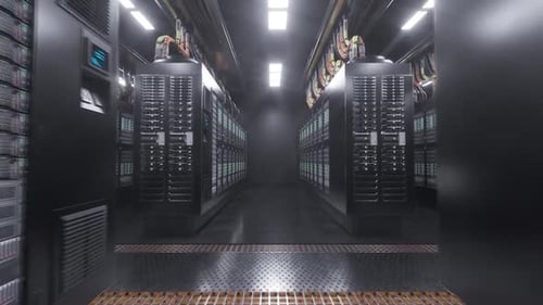 Modern Data Network Center Servers. Cloud Computing, E-Commerce Upload Download Data. Mining Farm, S