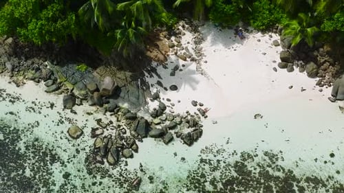 Small Secluded Beach with Rocks and Greenery Seychelles Mahe