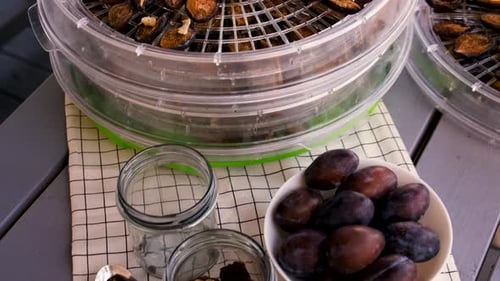 Prepare Dried Plums in Jars Selective Focus