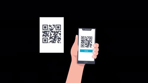 Smartphone Scanning Qr Code Animation Alpha Channel 4K