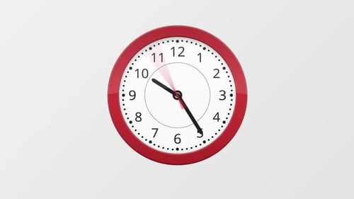 Animated Red Wall Clock with Fast Moving Hands