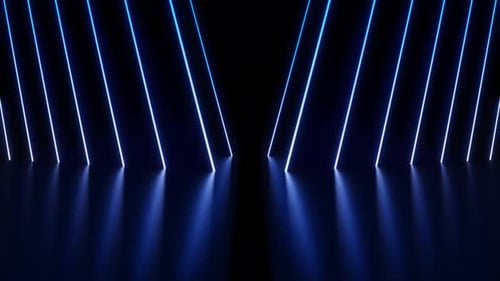 Dark Corridor with Blue Gradient Neon Glow Lines Loop Animation Background
