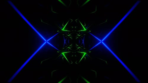 Green And Blue Neons Moving Mirror Tunnel Background Vj Loop In 4K