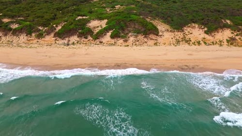 The Beach Displays a Serene Landscape with Golden Sands Calming Waves Italy