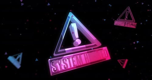 System hacked cyber attack alert symbol loop digital concept